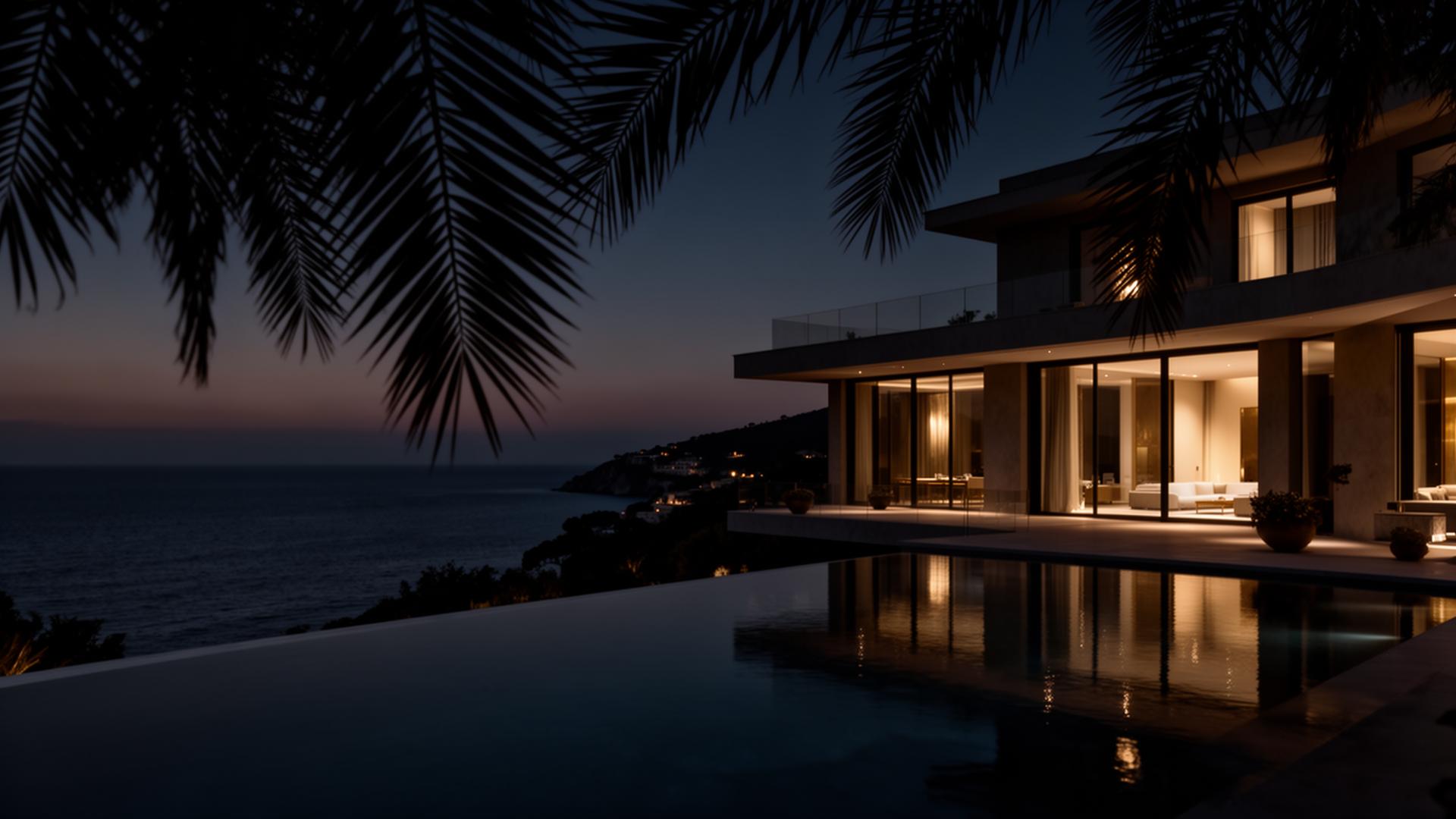 Luxury Mediterranean villa at twilight